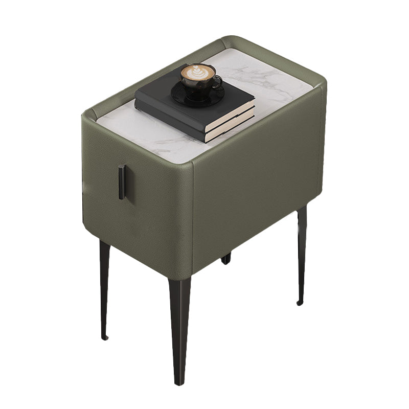 Mesa de acento de piedra contemporánea Nightsand de 19.68 "Alto 1 cajón de la cama de la cama de cajones