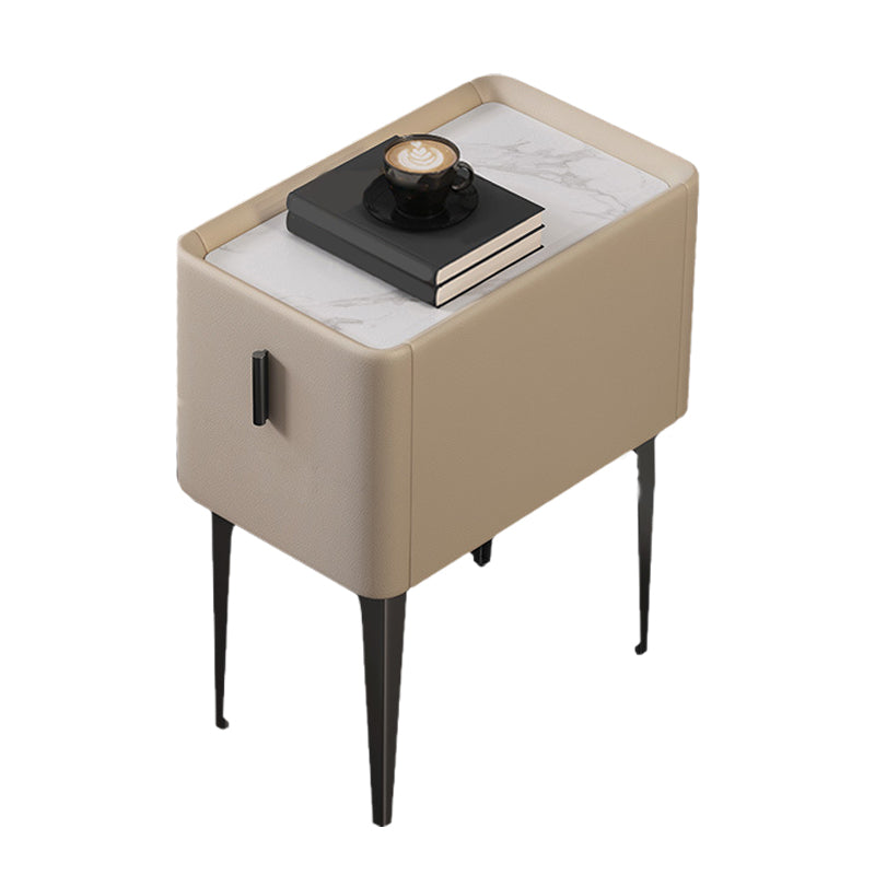 Mesa de acento de piedra contemporánea Nightsand de 19.68 "Alto 1 cajón de la cama de la cama de cajones