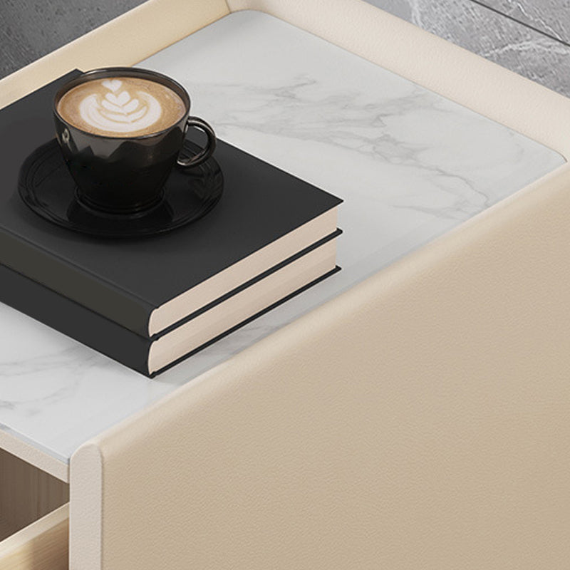 Mesa de acento de piedra contemporánea Nightsand de 19.68 "Alto 1 cajón de la cama de la cama de cajones