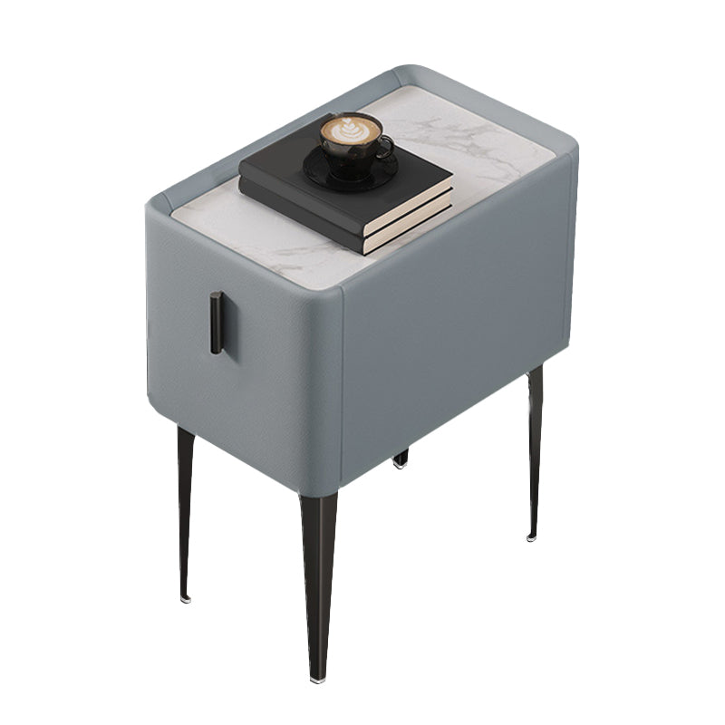 Mesa de acento de piedra contemporánea Nightsand de 19.68 "Alto 1 cajón de la cama de la cama de cajones