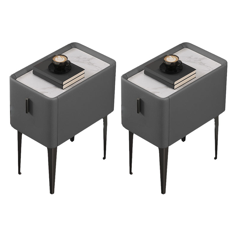 Mesa de acento de piedra contemporánea Nightsand de 19.68 "Alto 1 cajón de la cama de la cama de cajones