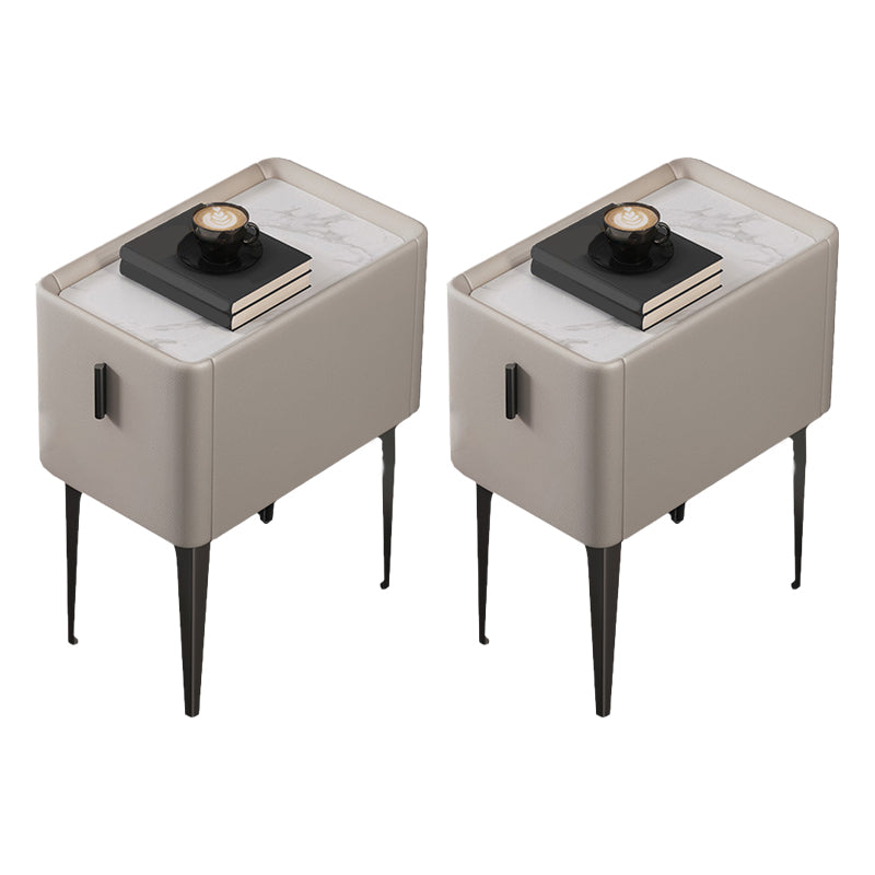 Mesa de acento de piedra contemporánea Nightsand de 19.68 "Alto 1 cajón de la cama de la cama de cajones