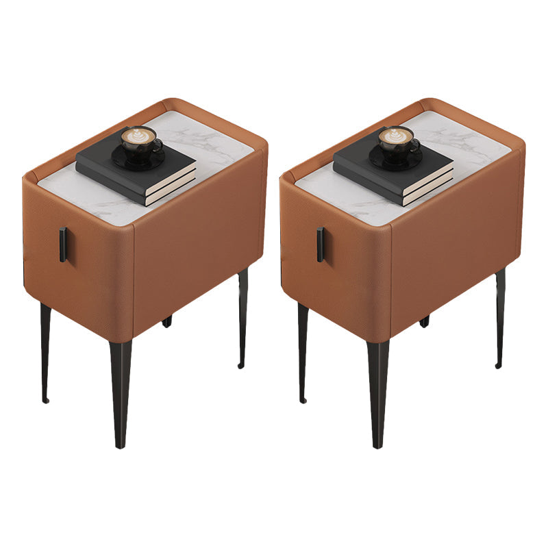 Mesa de acento de piedra contemporánea Nightsand de 19.68 "Alto 1 cajón de la cama de la cama de cajones