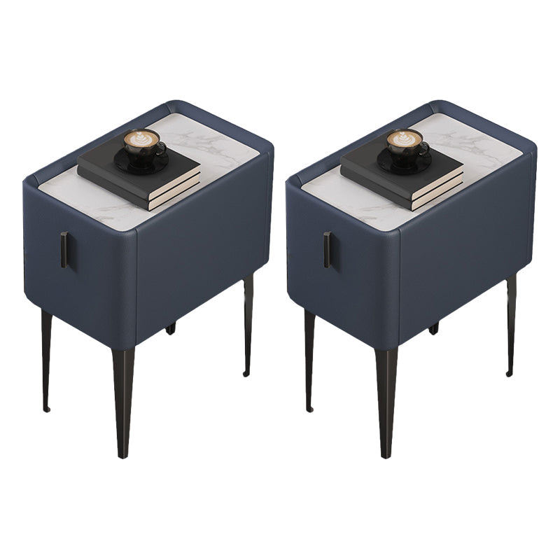 Mesa de acento de piedra contemporánea Nightsand de 19.68 "Alto 1 cajón de la cama de la cama de cajones