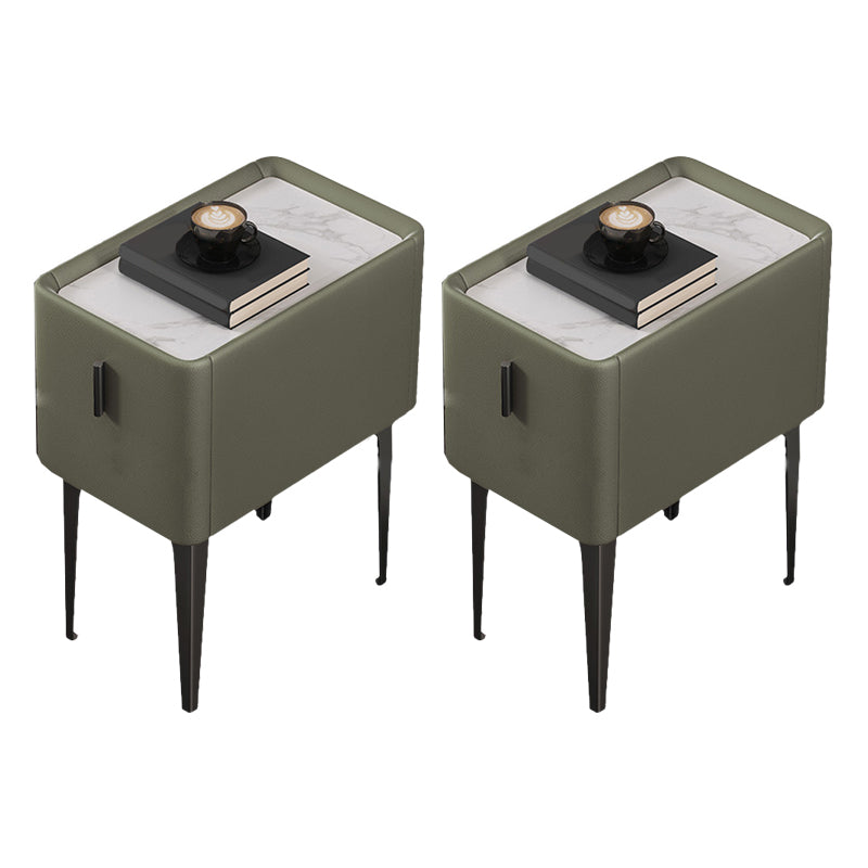 Mesa de acento de piedra contemporánea Nightsand de 19.68 "Alto 1 cajón de la cama de la cama de cajones