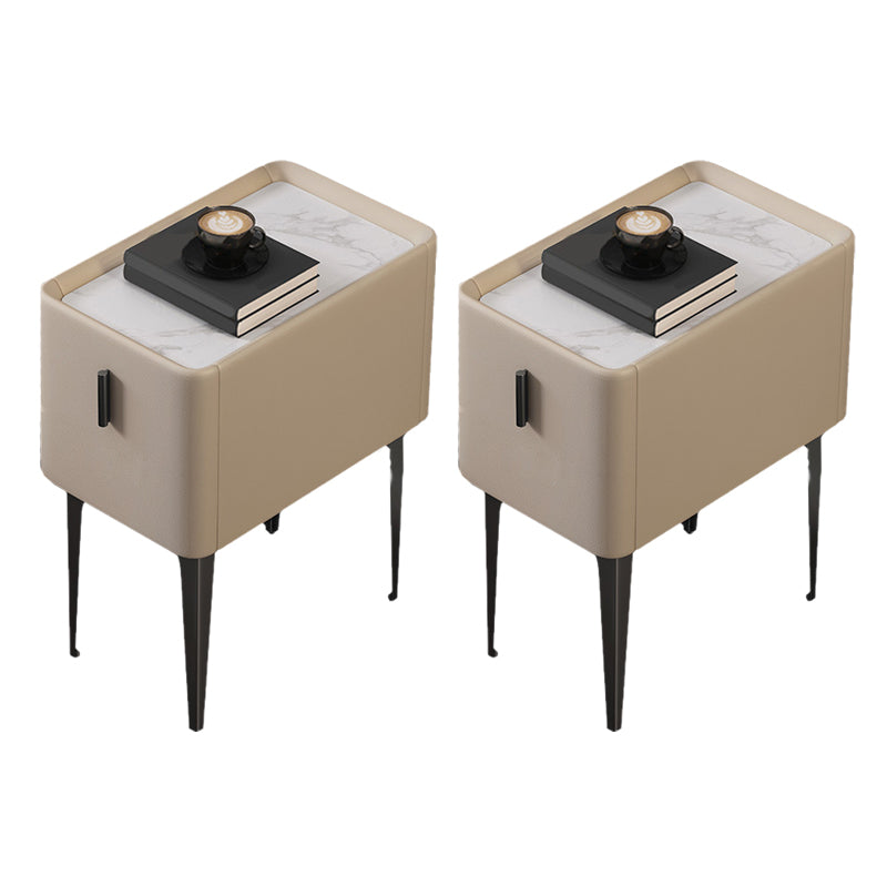 Mesa de acento de piedra contemporánea Nightsand de 19.68 "Alto 1 cajón de la cama de la cama de cajones