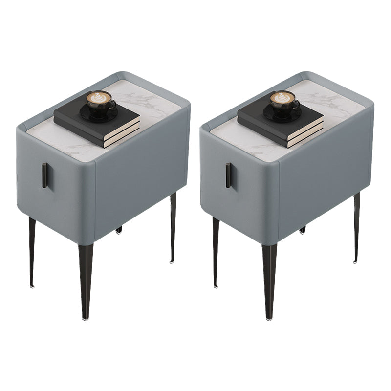 Mesa de acento de piedra contemporánea Nightsand de 19.68 "Alto 1 cajón de la cama de la cama de cajones