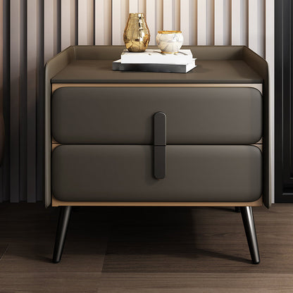 Modern Drawer Storage Bedside Cabinet Pine and Faux Leather Night Table for Bedroom