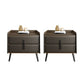 Modern Drawer Storage Bedside Cabinet Pine and Faux Leather Night Table for Bedroom