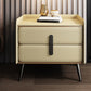 Modern Drawer Storage Bedside Cabinet Pine and Faux Leather Night Table for Bedroom