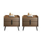 Modern Drawer Storage Bedside Cabinet Pine and Faux Leather Night Table for Bedroom