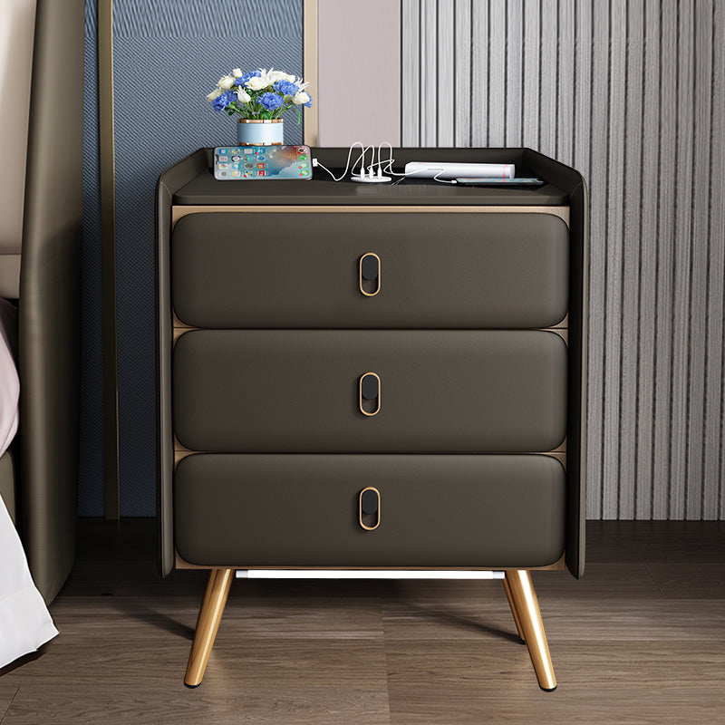 Solid Wood Bedside Cabinet Modern Bed Nightstand with 3 Drawers Grey 1 Piece Clearhalo 'Bedroom Furniture' 'furn' 'furn_night_stand' 'Furniture' 'night_stand' 'Nightstands' 6207464
