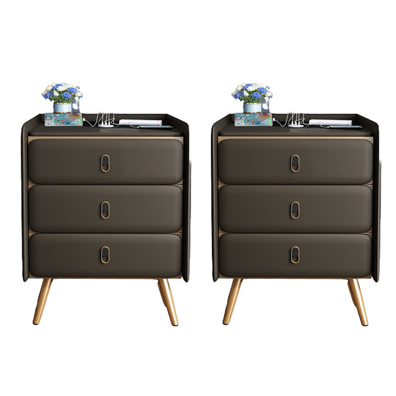 Solid Wood Bedside Cabinet Modern Bed Nightstand with 3 Drawers Grey 2 Piece Set Clearhalo 'Bedroom Furniture' 'furn' 'furn_night_stand' 'Furniture' 'night_stand' 'Nightstands' 6207465