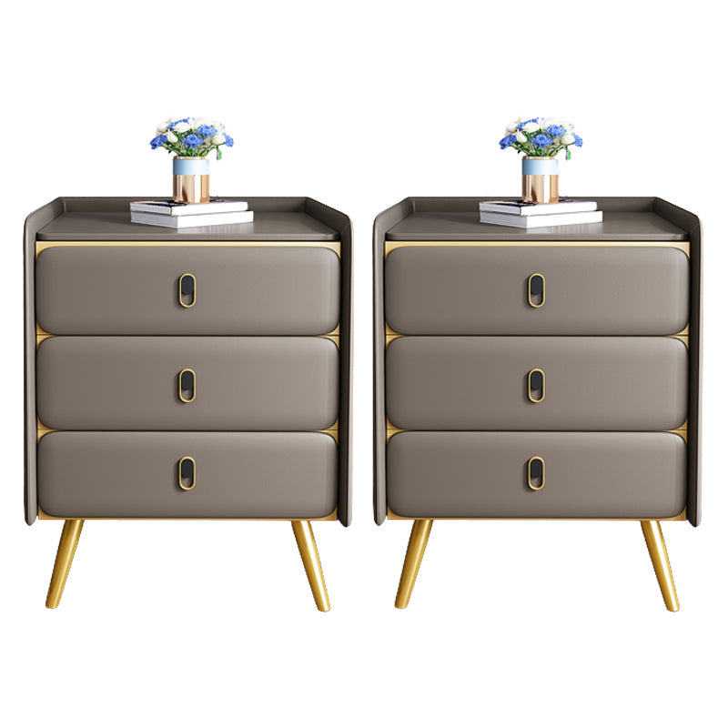 Solid Wood Bedside Cabinet Modern Bed Nightstand with 3 Drawers Dark Gray 2 Piece Set Clearhalo 'Bedroom Furniture' 'furn' 'furn_night_stand' 'Furniture' 'night_stand' 'Nightstands' 6207466