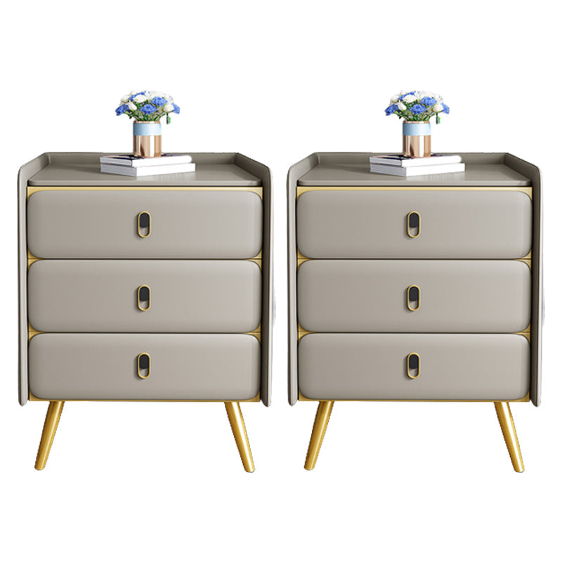 Solid Wood Bedside Cabinet Modern Bed Nightstand with 3 Drawers Light Gray 2 Piece Set Clearhalo 'Bedroom Furniture' 'furn' 'furn_night_stand' 'Furniture' 'night_stand' 'Nightstands' 6207469