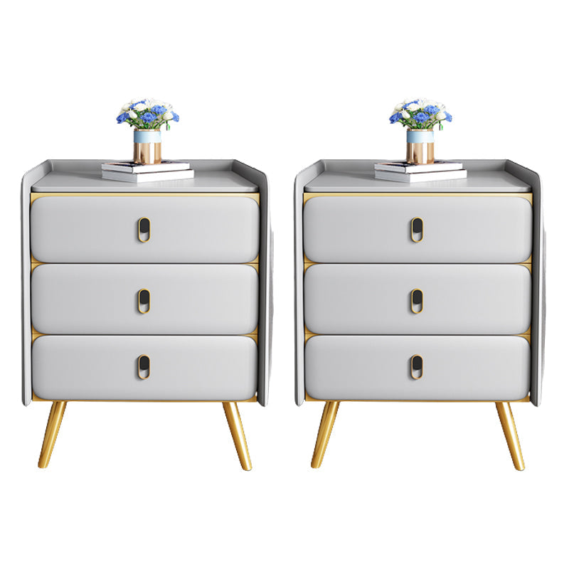 Solid Wood Bedside Cabinet Modern Bed Nightstand with 3 Drawers Gray-White 2 Piece Set Clearhalo 'Bedroom Furniture' 'furn' 'furn_night_stand' 'Furniture' 'night_stand' 'Nightstands' 6207478