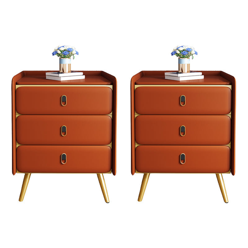 Solid Wood Bedside Cabinet Modern Bed Nightstand with 3 Drawers Orange 2 Piece Set Clearhalo 'Bedroom Furniture' 'furn' 'furn_night_stand' 'Furniture' 'night_stand' 'Nightstands' 6207485