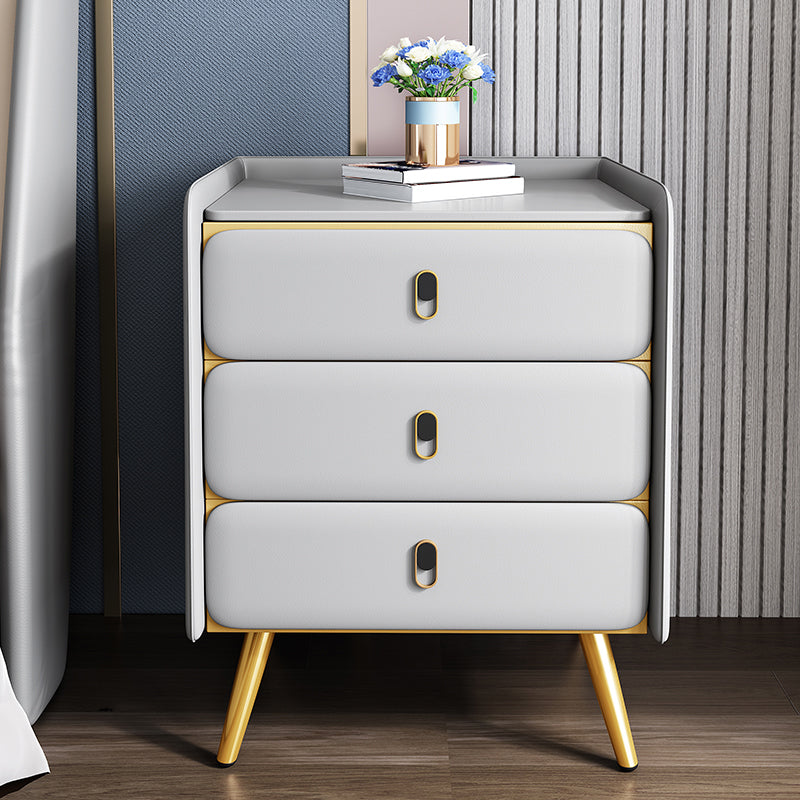 Solid Wood Bedside Cabinet Modern Bed Nightstand with 3 Drawers Gray-White 1 Piece Clearhalo 'Bedroom Furniture' 'furn' 'furn_night_stand' 'Furniture' 'night_stand' 'Nightstands' 6207486