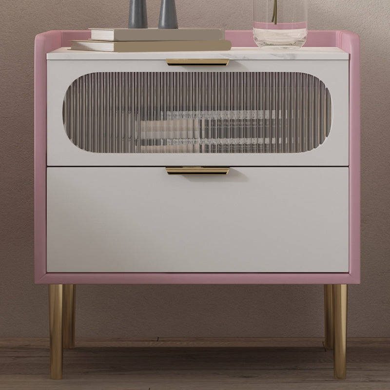 2 Drawers Night Table ,20.8" Tall Modern Solid Wood Nightstand Pink 1 Piece Clearhalo 'Bedroom Furniture' 'furn' 'furn_night_stand' 'Furniture' 'night_stand' 'Nightstands' 6207530