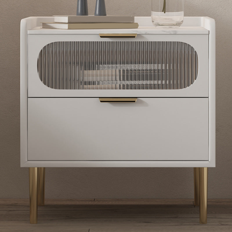 2 Drawers Night Table ,20.8" Tall Modern Solid Wood Nightstand Off-White 1 Piece Clearhalo 'Bedroom Furniture' 'furn' 'furn_night_stand' 'Furniture' 'night_stand' 'Nightstands' 6207534