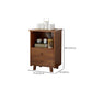 Contemporary Bedroom Wooden Storage Chest Vertical Chest in Brown with Drawers