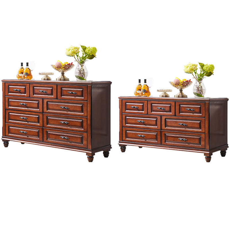 Cómoda de dormitorio horizontal tradicional Cómoda de almacenamiento de madera con cajones