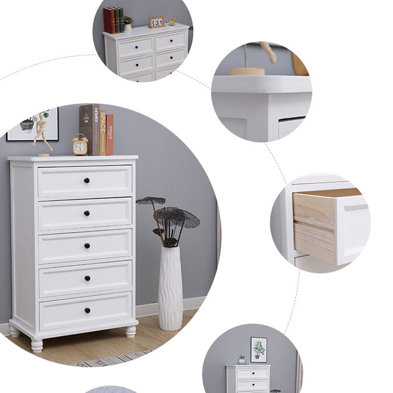 Cassettiera portaoggetti bianca in legno massello da 13,8 pollici con cassetti