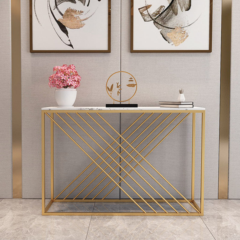 Glam Console Accent Table Rectangle Sofa Console Table in Marble Clearhalo 'Console Tables' 'console_tables' 'Entry & Mudroom Furniture' 'furn' 'furn_console_tables' 'Furniture' 6207765