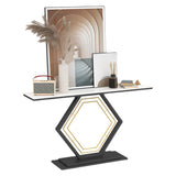 Glam Rectangle Console Accent Table Antique Finish Sofa Console Table