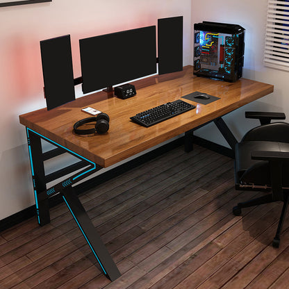 Industrial Rectangular Gaming Desk Solid Wood Writing Desk for Home 63"L x 27.6"W x 29.5"H Clearhalo 'furn' 'furn_office_desk' 'Furniture' 'Office Desks' 'Office Furniture' 'office_desk' 6210502