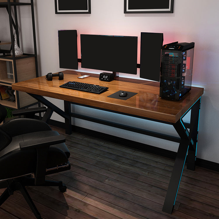 Industrial Rectangular Gaming Desk Solid Wood Writing Desk for Home 86.6"L x 31.5"W x 29.5"H Clearhalo 'furn' 'furn_office_desk' 'Furniture' 'Office Desks' 'Office Furniture' 'office_desk' 6210503