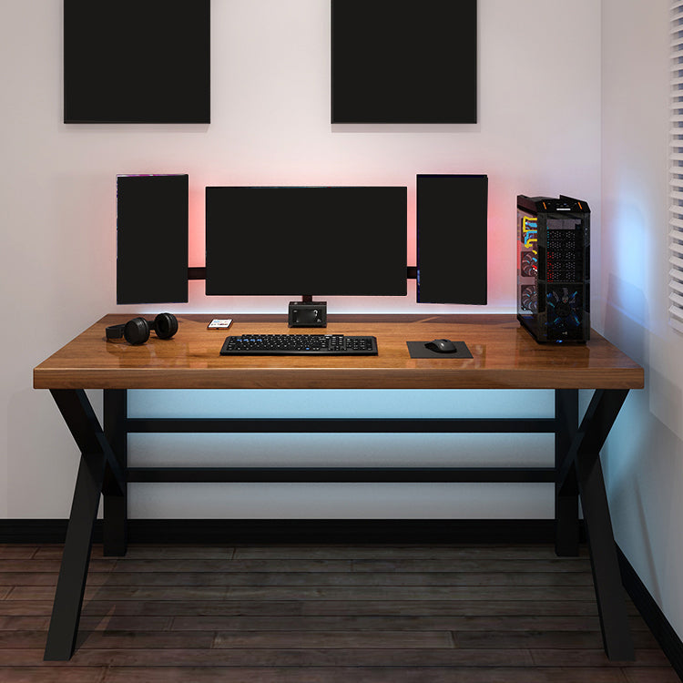 Industrial Rectangular Gaming Desk Solid Wood Writing Desk for Home 70.9"L x 31.5"W x 29.5"H Clearhalo 'furn' 'furn_office_desk' 'Furniture' 'Office Desks' 'Office Furniture' 'office_desk' 6210504