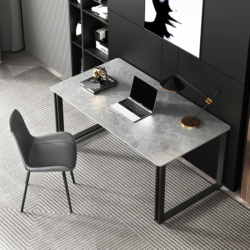 Escritorio de escritura de hierro y piedra escritorio de oficina rectangular gris rectangular