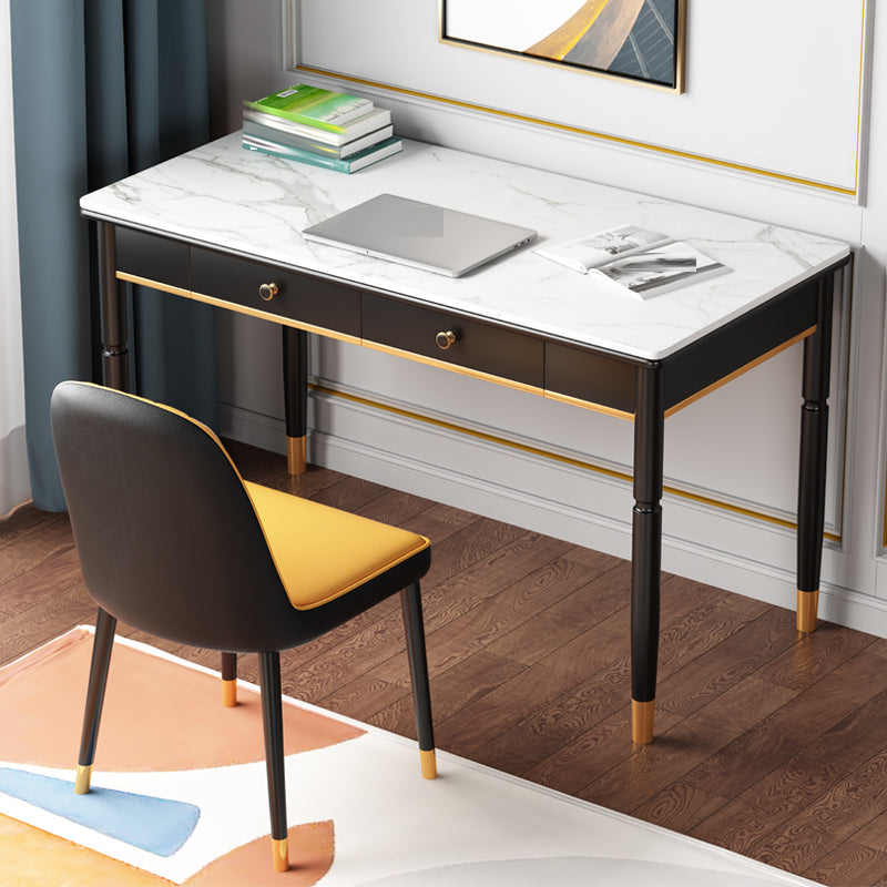 Accueil Glam Stone Writing bureau bureau de bureau rectangulaire avec tiroirs