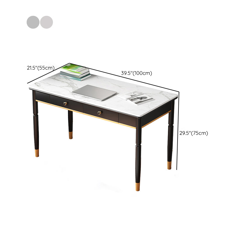 Accueil Glam Stone Writing bureau bureau de bureau rectangulaire avec tiroirs