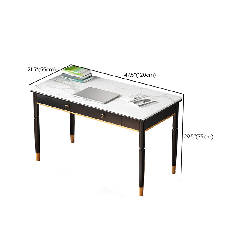 Accueil Glam Stone Writing bureau bureau de bureau rectangulaire avec tiroirs
