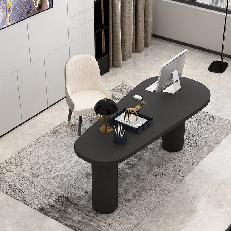 Scrivania scritta in bianco / nero industriale artificiale in legno da ufficio