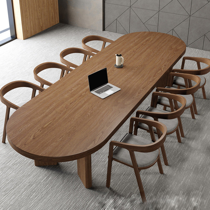 Modern & Contemporary Oval Writing Desk Office Pine Desk Shell Clearhalo 'furn' 'furn_office_desk' 'Furniture' 'Office Desks' 'Office Furniture' 'office_desk' 6210712