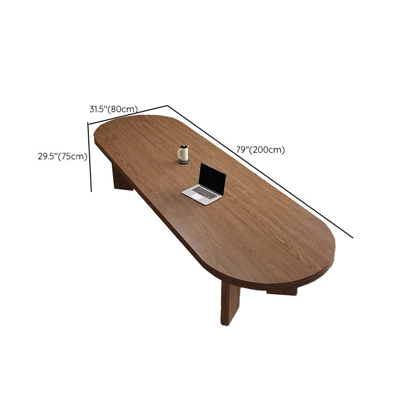 Modern & Contemporary Oval Writing Desk Office Pine Desk Shell Clearhalo 'furn' 'furn_office_desk' 'Furniture' 'Office Desks' 'Office Furniture' 'office_desk' 6210723