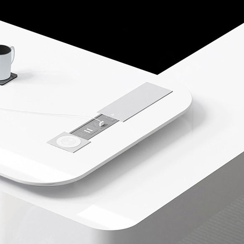 Cabinet de bureau exécutif blanc contemporain Piédestal de bureau en forme de forme en L