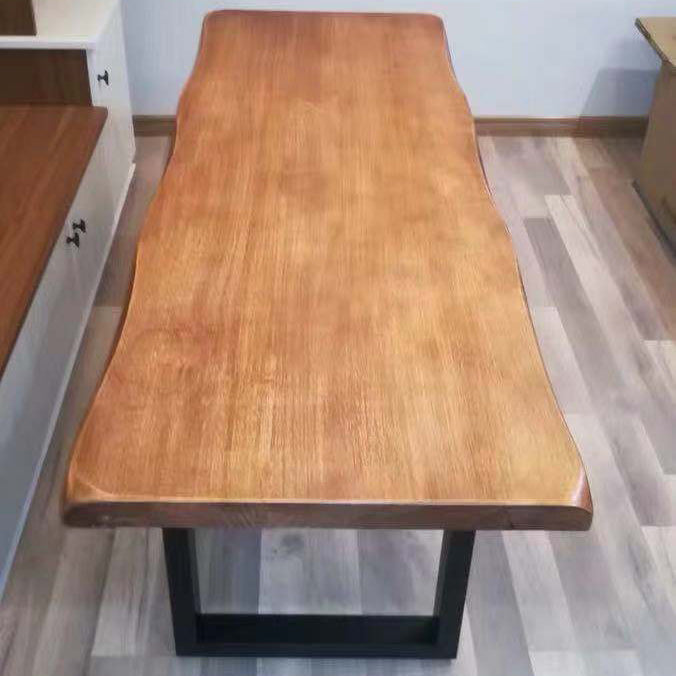 Escritorio de oficina industrial de 29 "H escritorio de escritura marrón de madera maciza rectangular