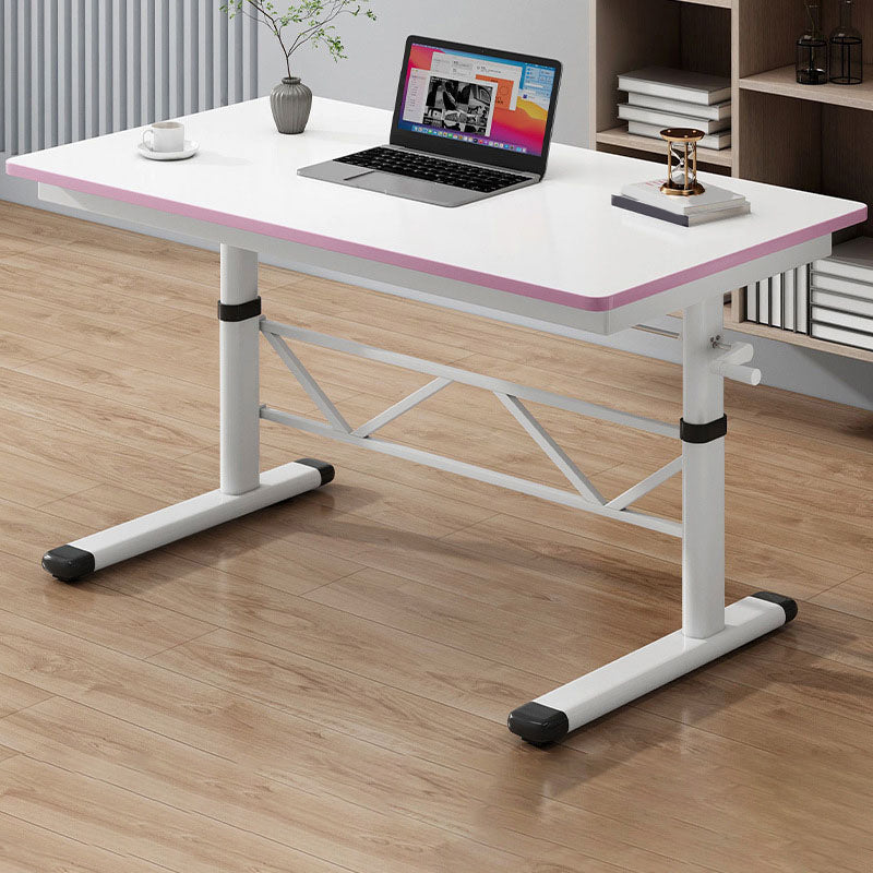 Rectangle Adjustable Office Table Modern Wooden Writing Desk Pink Clearhalo 'furn' 'furn_office_desk' 'Furniture' 'Office Desks' 'Office Furniture' 'office_desk' 6210757