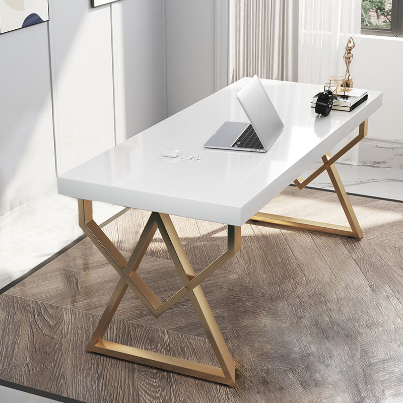 Solid Wood Rectangular Writing Desk Glam Office Desk for Home No Drawer Clearhalo 'furn' 'furn_office_desk' 'Furniture' 'Office Desks' 'Office Furniture' 'office_desk' 6210847