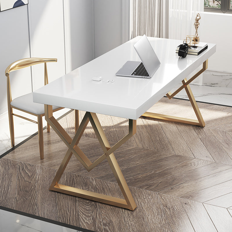 Solid Wood Rectangular Writing Desk Glam Office Desk for Home 47.2"L x 23.6"W x 29.5"H No Drawer Clearhalo 'furn' 'furn_office_desk' 'Furniture' 'Office Desks' 'Office Furniture' 'office_desk' 6210851