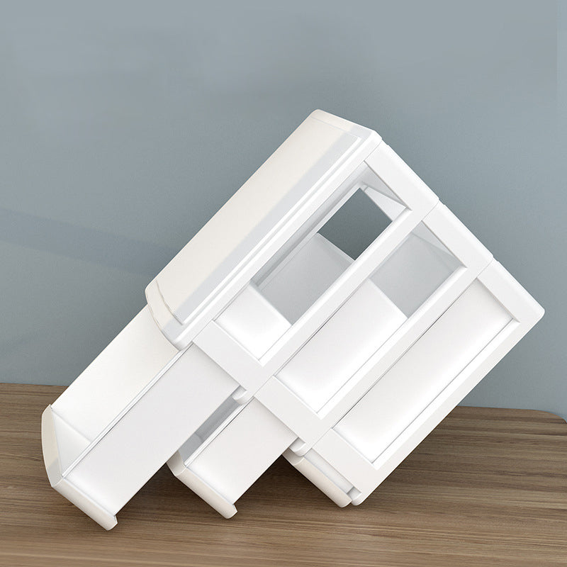 Gabinetto di plastica verticale di un armadio contemporaneo con cassetti