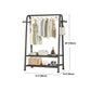 Modern Hall Stand Metal Hanging Rail Storage Shelving and 2 Hooks Hall Tree