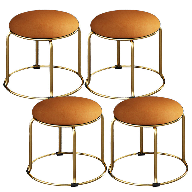 Fabric Round Pouf Plain Fade Resistant Metal Frame Contemporary Pouf Orange 4 Piece Set Clearhalo 'furn' 'furn_ottomans_poufs' 'Furniture' 'Living Room Furniture' 'Ottomans & Poufs' 'ottomans_poufs' 6211221