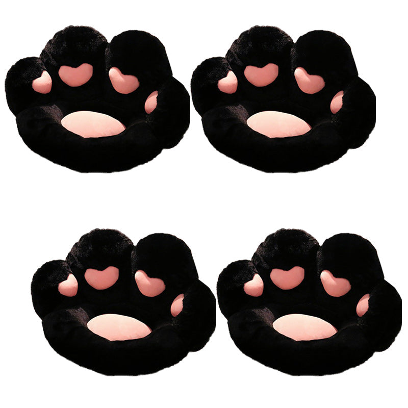 Contemporary Pouf Ottoman Velvet Upholstered Tear Resistant Cat Paw Shape Ottoman Black 4 Piece Set Clearhalo 'furn' 'furn_ottomans_poufs' 'Furniture' 'Living Room Furniture' 'Ottomans & Poufs' 'ottomans_poufs' 6211343