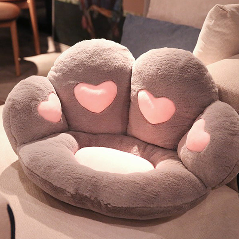 Contemporary Pouf Ottoman Velvet Upholstered Tear Resistant Cat Paw Shape Ottoman Gray 1 Piece Clearhalo 'furn' 'furn_ottomans_poufs' 'Furniture' 'Living Room Furniture' 'Ottomans & Poufs' 'ottomans_poufs' 6211345