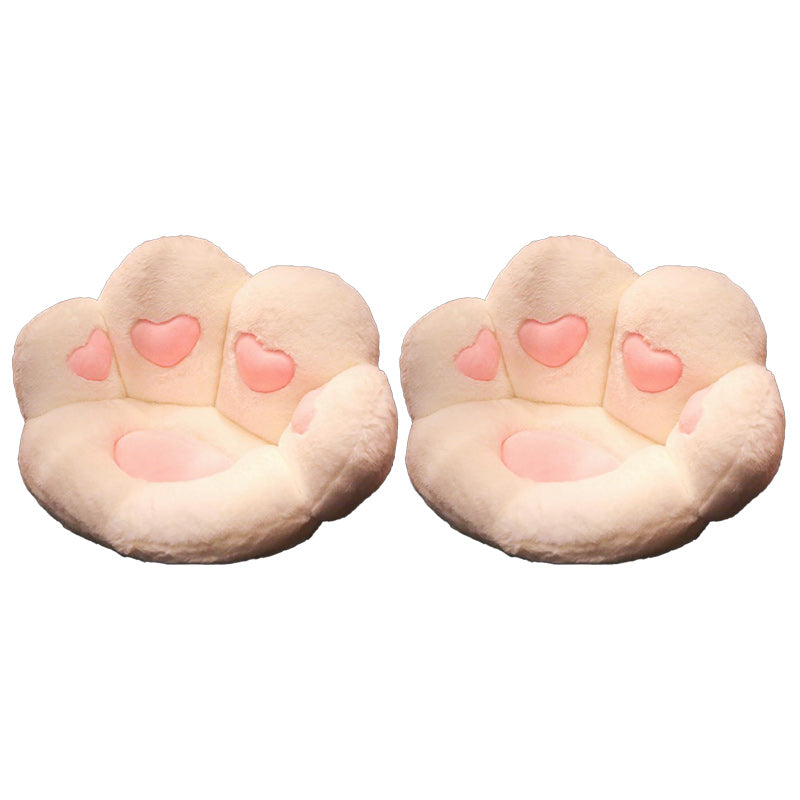 Contemporary Pouf Ottoman Velvet Upholstered Tear Resistant Cat Paw Shape Ottoman Beige 2 Piece Set Clearhalo 'furn' 'furn_ottomans_poufs' 'Furniture' 'Living Room Furniture' 'Ottomans & Poufs' 'ottomans_poufs' 6211354